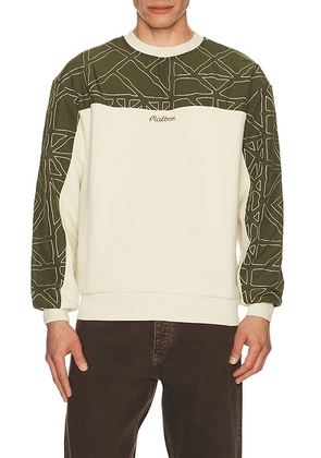 Malbon Golf Tierra Crewneck Sweater in Cream & Olivine - Green, Beige. Size L (also in S, M, XL/1X).
