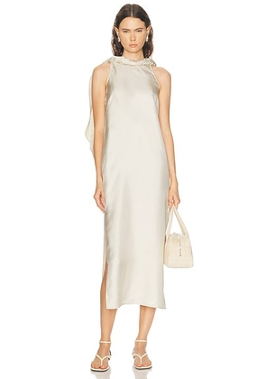 Loulou de Saison Susan Twisted Collar Dress in Ivory - Ivory. Size L (also in M, XS).