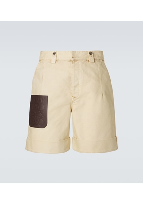Loewe Anagram leather-trimmed cotton shorts