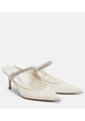 Jimmy Choo Bing embellished leather-trimmed mules