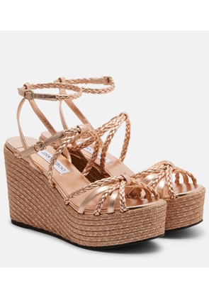 Jimmy Choo Nyra braided leather espadrille wedges