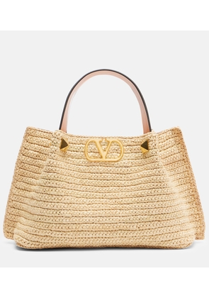 Valentino Garavani VLogo Small raffia tote bag