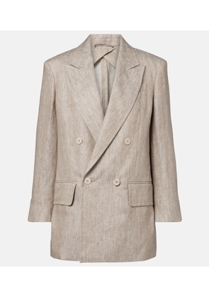 Max Mara Olimpia double-breasted herringbone linen blazer