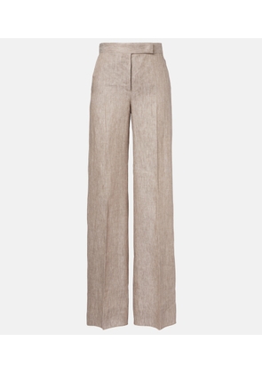 Max Mara Deserto herringbone linen wide-leg pants
