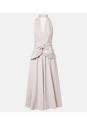 Patou Striped halterneck cotton midi dress