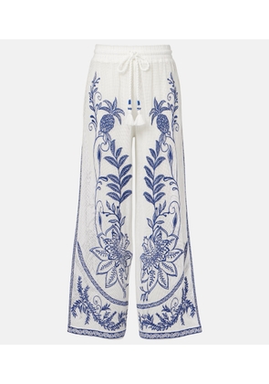 Farm Rio Nina embroidered cotton pants