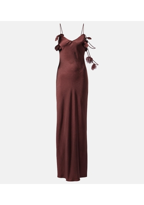 Self-Portrait Embellished satin gown