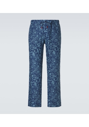 Kiton Printed linen straight pants