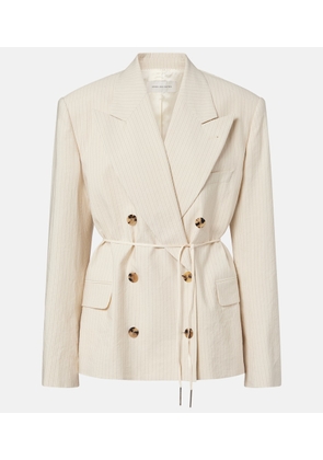 Dries Van Noten Pinstripe double-breasted cotton-blend blazer