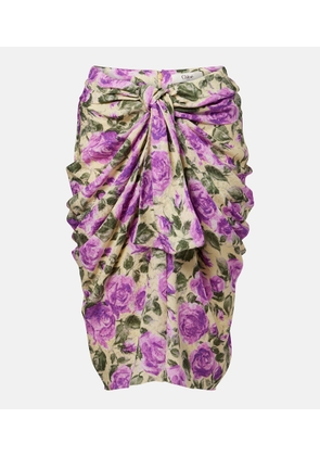 Chloe Draped floral silk midi skirt