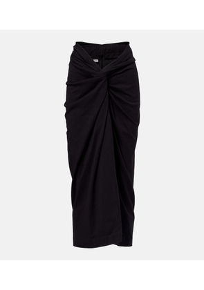 Dries Van Noten Gathered cotton midi skirt