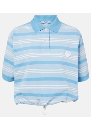 Prada Striped cropped cotton pique polo shirt
