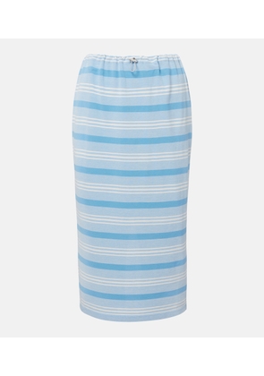 Prada Striped cotton pique pencil skirt