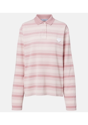Prada Striped cotton pique polo shirt