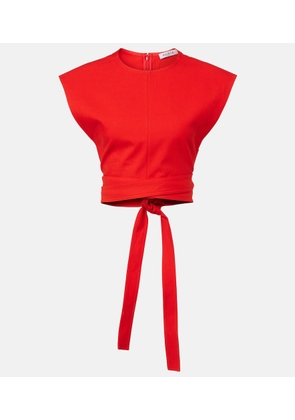 Alaia Belted cotton gabardine crop top