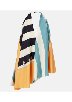 Loewe Printed asymmetric halterneck silk top