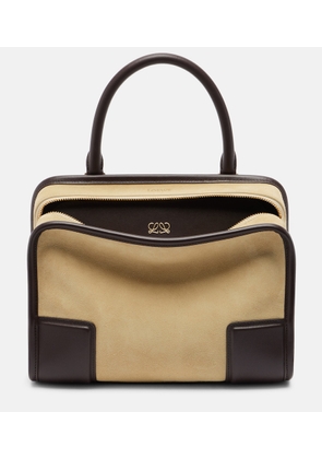 Loewe Leather-trimmed suede top-handle bag