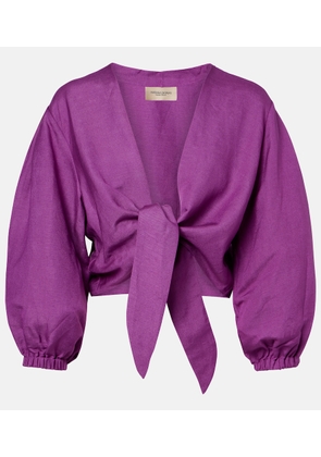 Adriana Degreas Linen-blend crop top