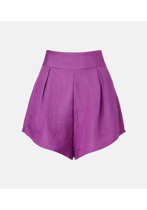 Adriana Degreas Pleated linen-blend shorts