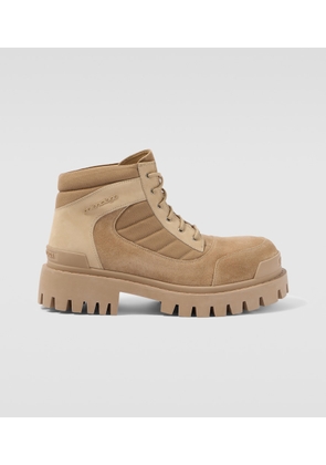 Balenciaga Combat Strike suede-trimmed lace-up boots
