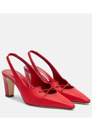Manolo Blahnik Montbalo raffia slingback pumps