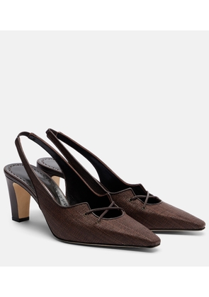 Manolo Blahnik Montbalo raffia slingback pumps