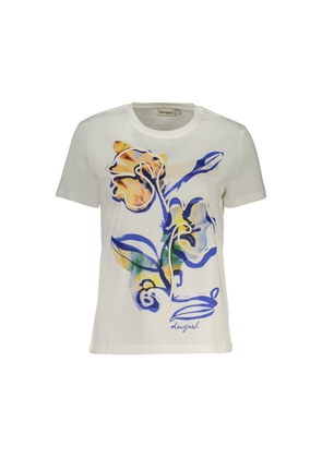 Desigual White Cotton T-Shirt - XS