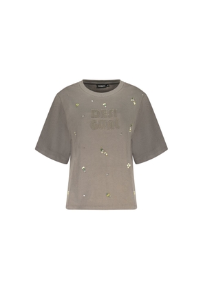 Desigual Grigio Cotton Women Sweatshirt - XS