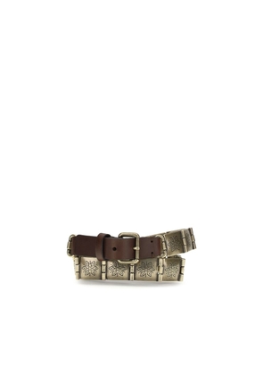 Etro Brown Calf Leather Bos Taurus Regular Belt - L