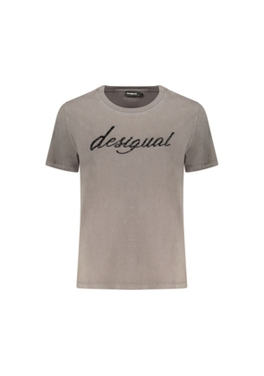 Desigual Grigio Cotton Women T-Shirt - XS