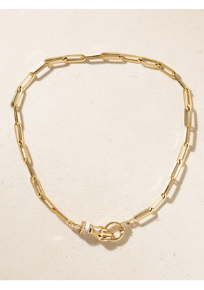 SORELLINA - La Mano Hand 18-karat Gold, Diamonds, Sapphire And Mother-of-pearl Necklace - One size