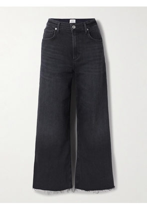 Citizens of Humanity - Lyra Frayed Cropped High-rise Wide-leg Jeans - Black - 23,24,25,26,27,28,29,30,31,32