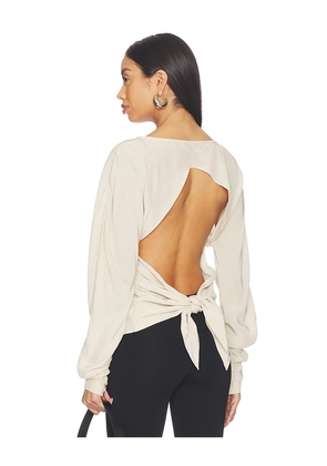EAVES x Jasmine Tookes Amari Open Back Top in Beige. Size L. Also in M, S, XL, XS, XXS.