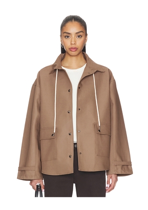 EAVES x Jasmine Tookes Cara Jacket in Brown. Size L. Also in M, S, XL, XS, XXS.
