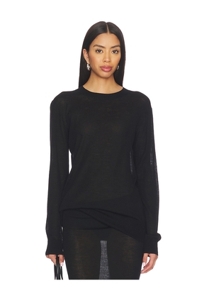 EAVES Claira Light Weight Knit Crewneck in Black. Size L. Also in M, S, XL, XS.