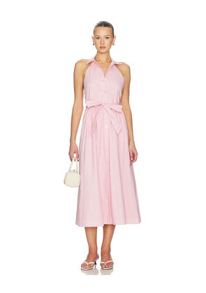 CAROLINE CONSTAS Hadley Midi Dress in Pink. Size L. Also in M, S, XL, XS.