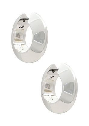 Jenny Bird Wide Hinged Hoop in Metallic Silver.