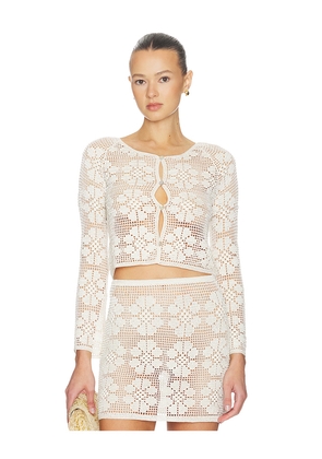 Calle Del Mar Daisy Chain Crochet Cardigan in Cream. Size L. Also in M, S, XS.