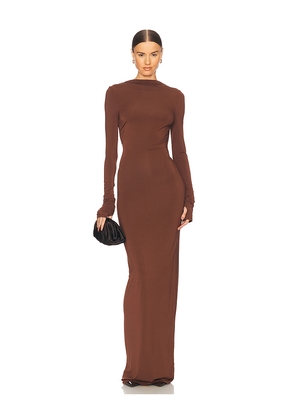 Helsa Jersey Backless Maxi Dress in Chocolate. Size M. Also in XL.