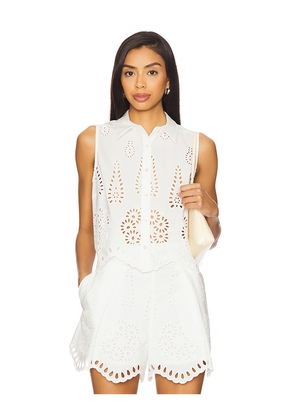 HEVRON Katja Top in Eyelet in White. Size L. Also in M, S, XL, XS.