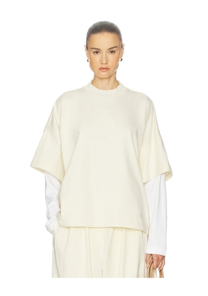 Helsa Double Sleeve Tee in Ultra Premium Jersey in Ivory. Size L. Also in XXS.