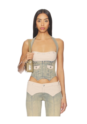 I.AM.GIA Tommie Corset in Blue,Tan. Size L. Also in M, S, XS.