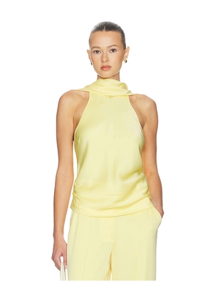 SIMKHAI Samira Satin Cape Top in Lemon. Size 0. Also in 10, 2, 4, 6, 8.