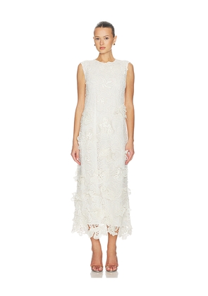 SIMKHAI Dahlia Lace Midi Dress in White. Size L. Also in M, S, XS.