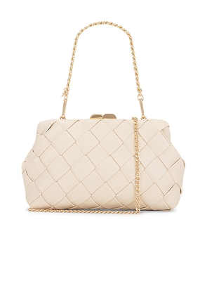 olga berg Quinn Woven Clutch in Beige.