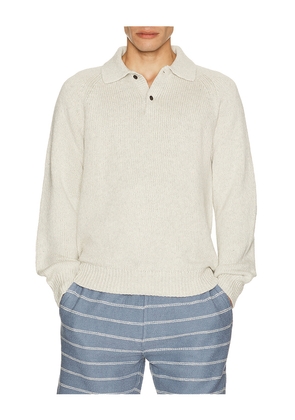 Faherty Heirloom Long Sleeve Polo Sweater in Light Grey. Size L. Also in M, S, XL/1X.