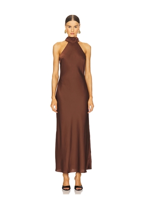 NICHOLAS Trina Midi Dress in Brown. Size 2. Also in 0.