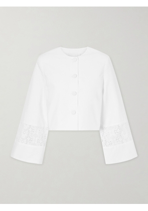 DESTREE - Ruby Broderie Anglaise-trimmed Cotton-poplin Jacket - White - x small,small,medium,large