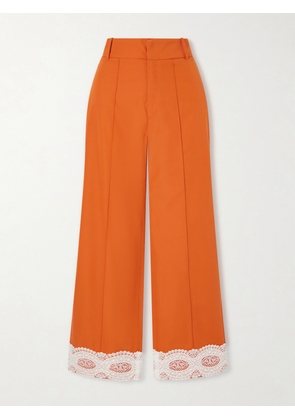 DESTREE - Yoshimoto Lace-trimmed Cotton Poplin Pants - Orange - FR 34,FR 36,FR 38,FR 40,FR 42,FR 44