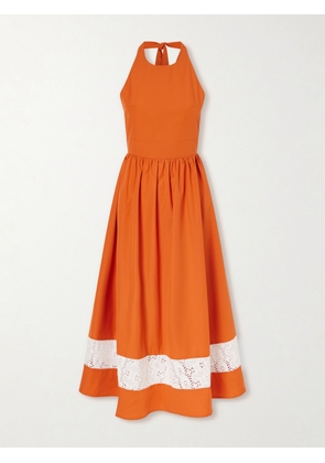 DESTREE - Lila Lace-trimmed Cotton Mini Dress - Orange - small,medium,large